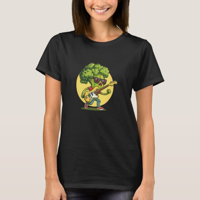 Camiseta Broccoli con gafas de sol y vestido de guitarra de (Anverso)
