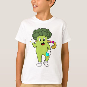 Camiseta Broccoli en hockey con bate de hockey
