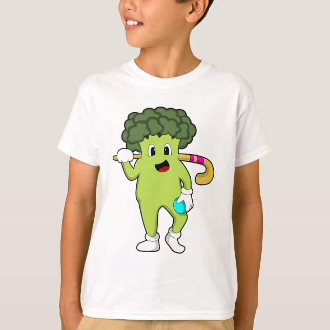 Camiseta Broccoli en hockey con bate de hockey (Anverso)