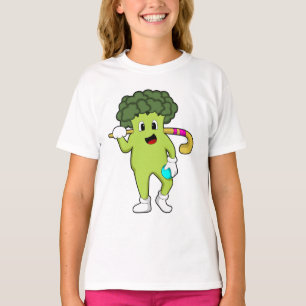 Camiseta Broccoli en hockey con bate de hockey