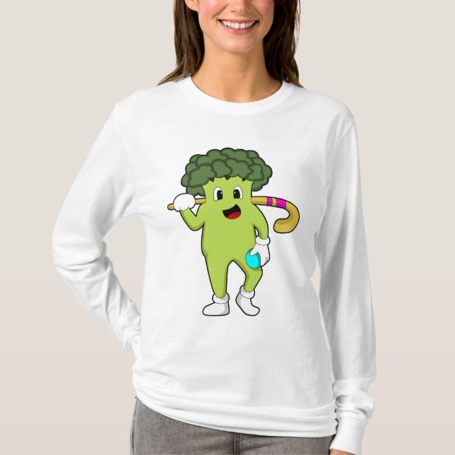 Camiseta Broccoli en hockey con bate de hockey (Anverso)