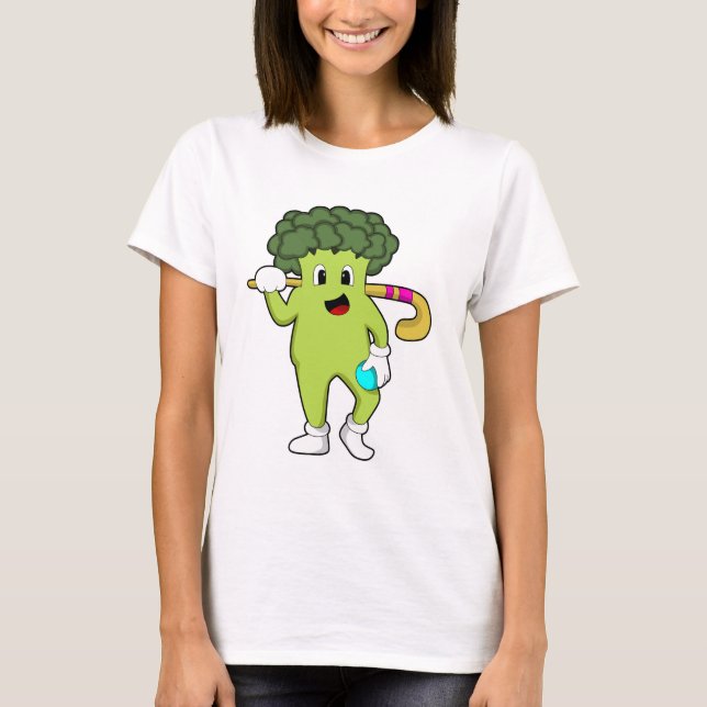 Camiseta Broccoli en hockey con bate de hockey (Anverso)