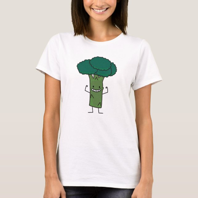 Camiseta Broccoli Flexing feliz cabeza de árbol verde veget (Anverso)