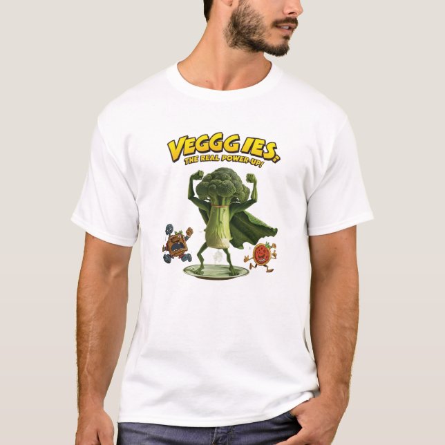 Camiseta Broccoli Superhero Veggies Power (Anverso)