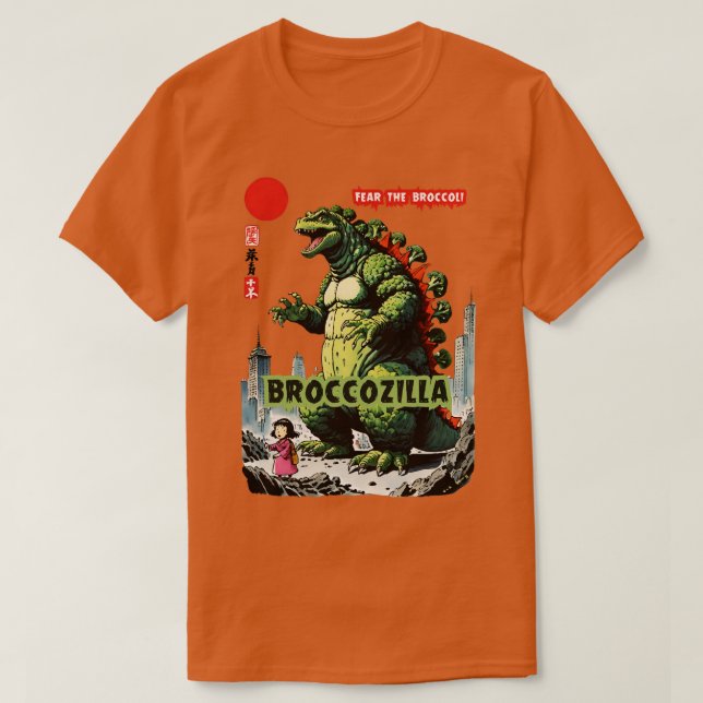 Camiseta Broccozila El diseño Veggie Kaiju Vegan Broccoli (Diseño del anverso)