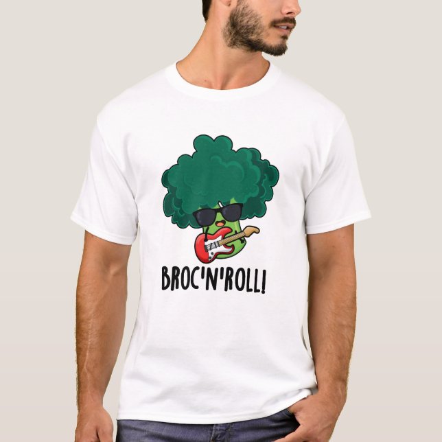 Camiseta Brock n Roll Funny Veggie Broccoli Pun (Anverso)