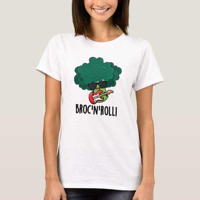 Camiseta Brock n Roll Funny Veggie Broccoli Pun (Anverso)