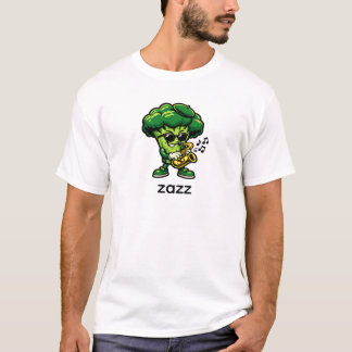 Camiseta Brócoli Genial Tocando Saxofón | Vegetal Divertido