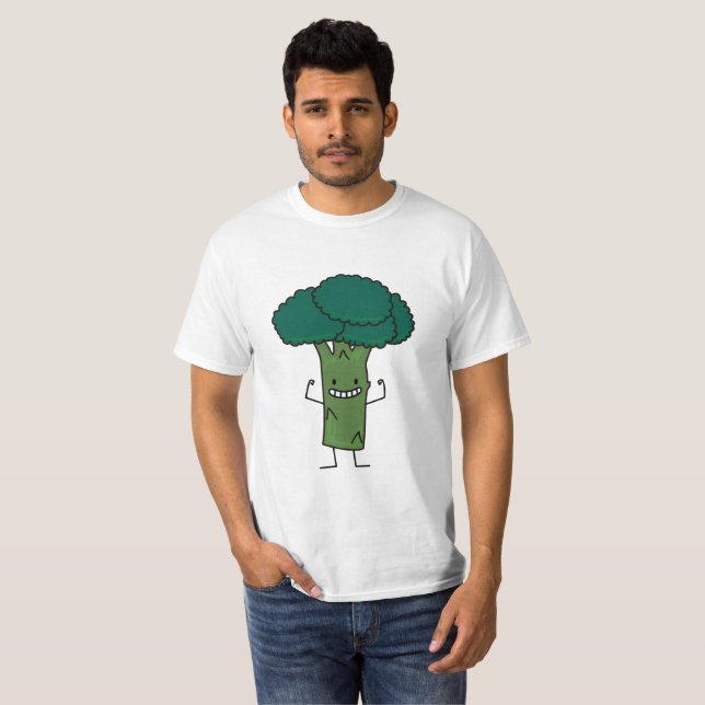 Camiseta Bróculi que dobla la verdura feliz del verde de la (Anverso completo)