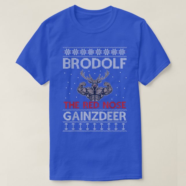 Camiseta Brodolf Reindeer Funny Navidades Gym Body Builder (Diseño del anverso)