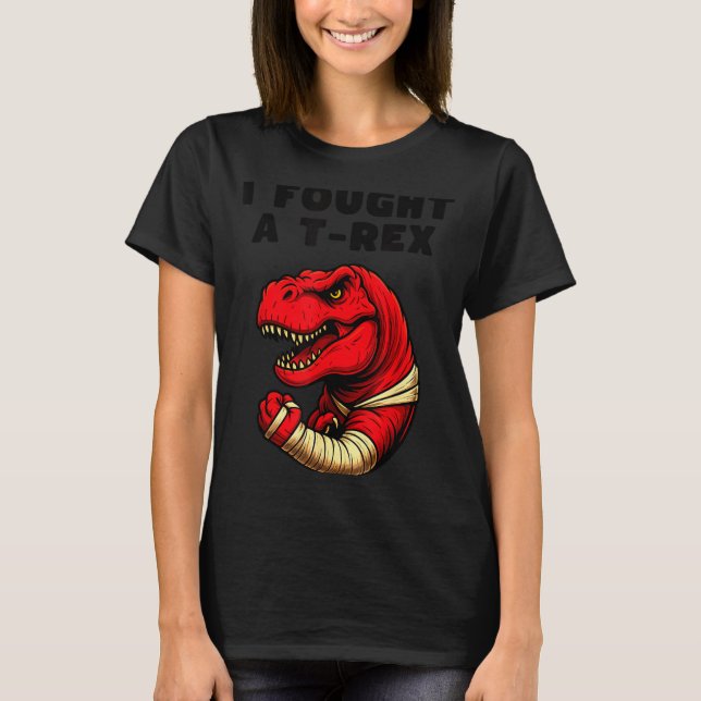 Camiseta Broken Arm Recovery T-rex Kids Boys Dinosaur  (Anverso)