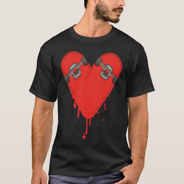 Camiseta Broken Bleeding Skateboard Heart (Anverso)