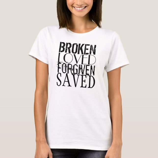Camiseta Broken. Loved. Forgiven. Saved. Muscle Tee (Anverso)