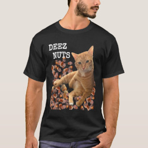 Camiseta broma DEEZ NUTS con gato y bellotas