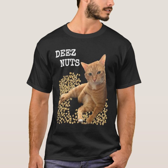 Camiseta broma DEEZ NUTS con gato y pistachos (Anverso)