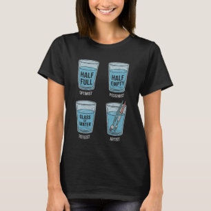 Camiseta Broma del agua de pintura pesimista optimista real