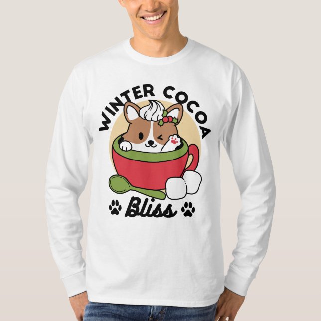 Camiseta Bromas de cacao en invierno - Perro lindo en diseñ (Anverso)