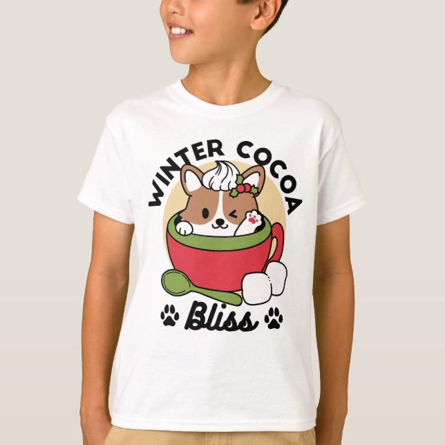 Camiseta Bromas de cacao en invierno - Perro lindo en diseñ (Anverso)
