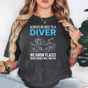Camiseta Bromista Buzo Siempre Sé Amable Bajo el Agua Frase