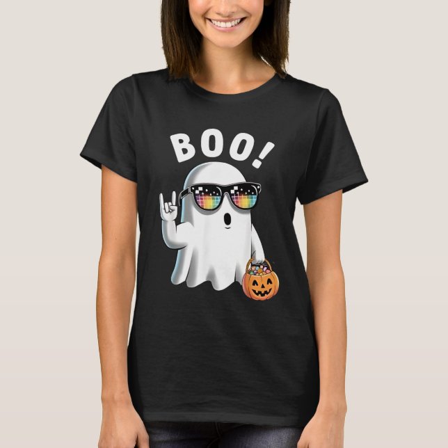 Camiseta Bromista de Fantasma Retro Halloween Calabaza Funn (Anverso)