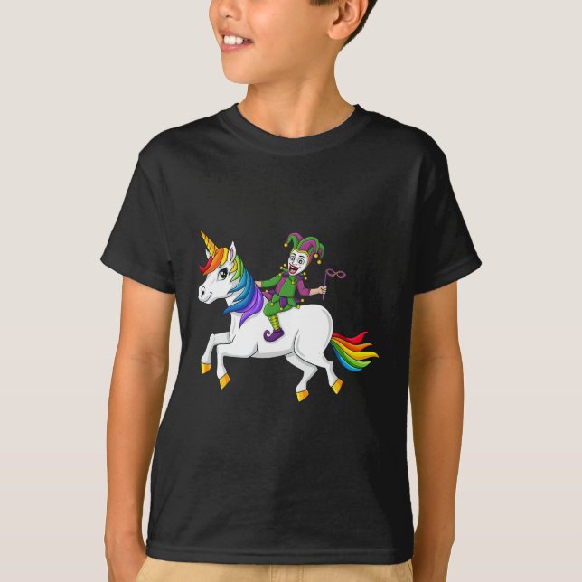 Camiseta Bromista montando el unicornio Mardi Gras Chicas d (Anverso)