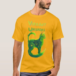 Camiseta Bromistas vibrantes: Arte de gato amarillo y verde