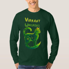 Camiseta Bromistas vibrantes: Arte de gato verde y amarillo
