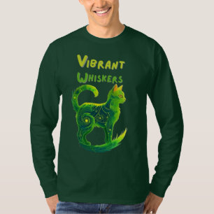 Camiseta Bromistas vibrantes: Arte de gato verde y amarillo