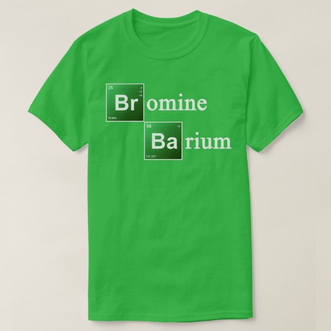 Camiseta Bromo y Bario Hemelos de Química de Mesa Periódica (Diseño del anverso)