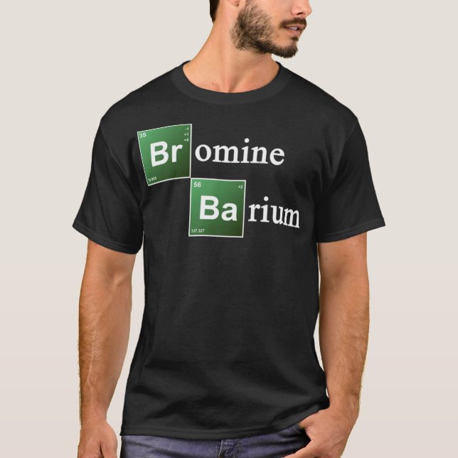 Camiseta Bromo y Bario Hemelos de Química de Mesa Periódica (Anverso)