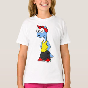 Camiseta Brontosauro Vestido Con Ropa De Hip Hop.