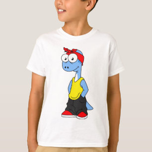 Camiseta Brontosauro Vestido Con Ropa De Hip Hop.