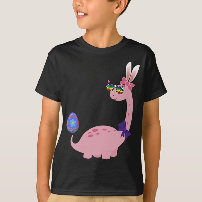 Camiseta Brontosaurus Bunny Ears Egg Easter Day Dinosaur (Anverso)