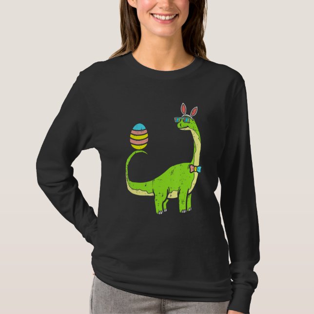Camiseta Brontosaurus Bunny Ears Egg Easter Day Dinosaur Di (Anverso)