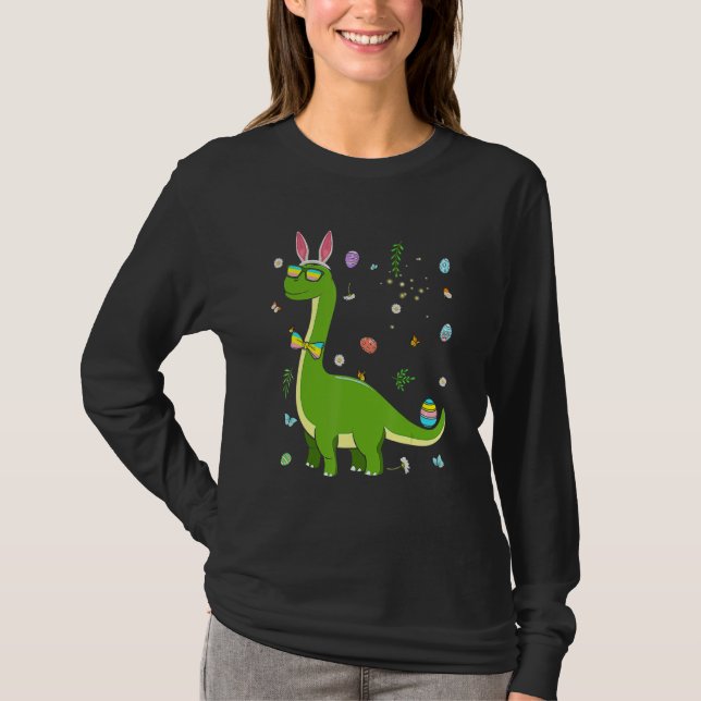 Camiseta Brontosaurus Bunny Ears Egg Easter Day Dinosaur Di (Anverso)