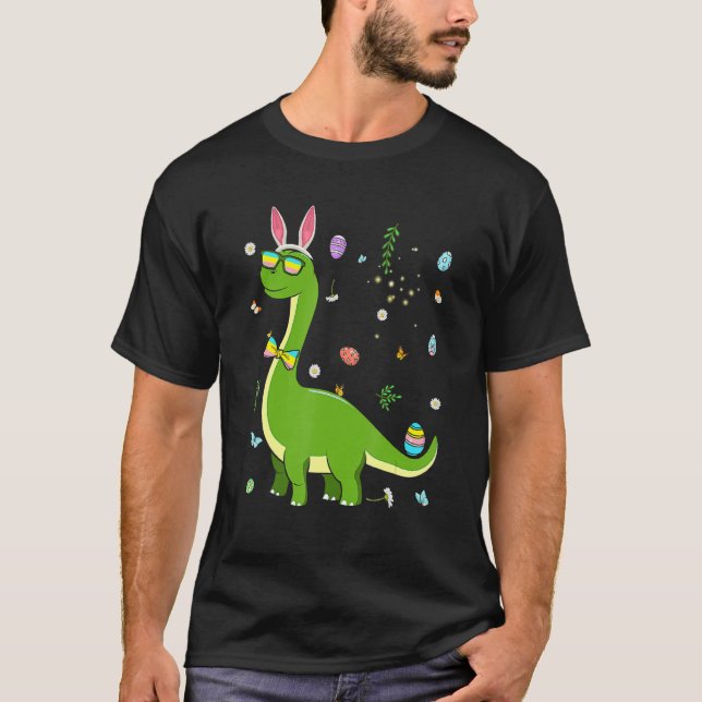 Camiseta Brontosaurus Bunny Ears Egg Easter Day Dinosaur Di (Anverso)