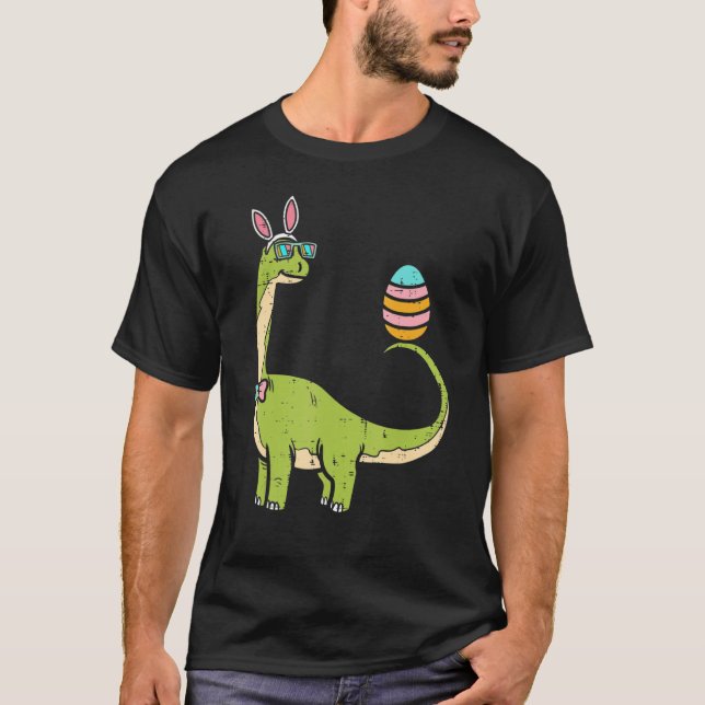 Camiseta Brontosaurus Bunny Ears Egg Easter Day Dinosaur Di (Anverso)