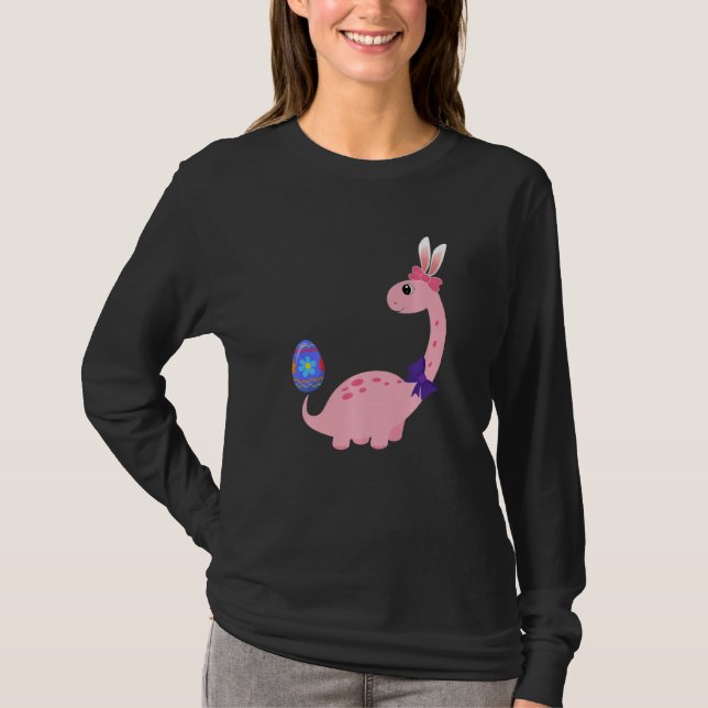 Camiseta Brontosaurus Bunny Ears Egg Easter Day Dinosaur Di (Anverso)