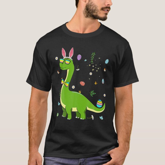 Camiseta Brontosaurus Bunny Ears Egg Easter Day Dinosaur Di (Anverso)