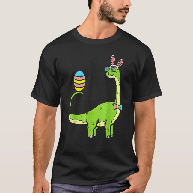 Camiseta Brontosaurus Bunny Ears Egg Easter Day Dinosaur Di (Anverso)
