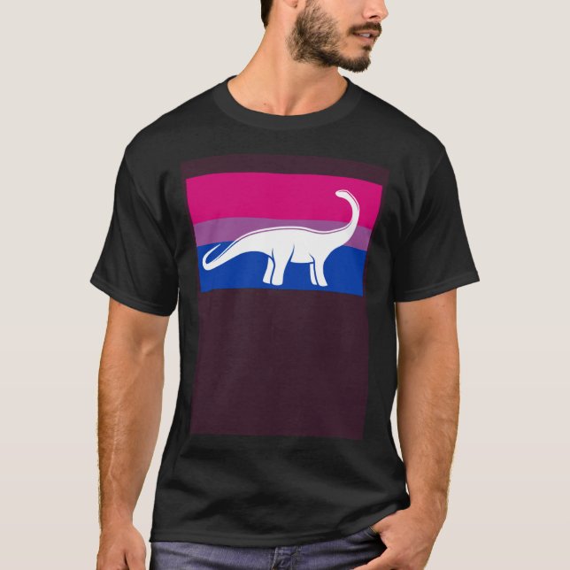 Camiseta Brontosaurus Dinosaur Bisexual Pride Flag Aestheti (Anverso)