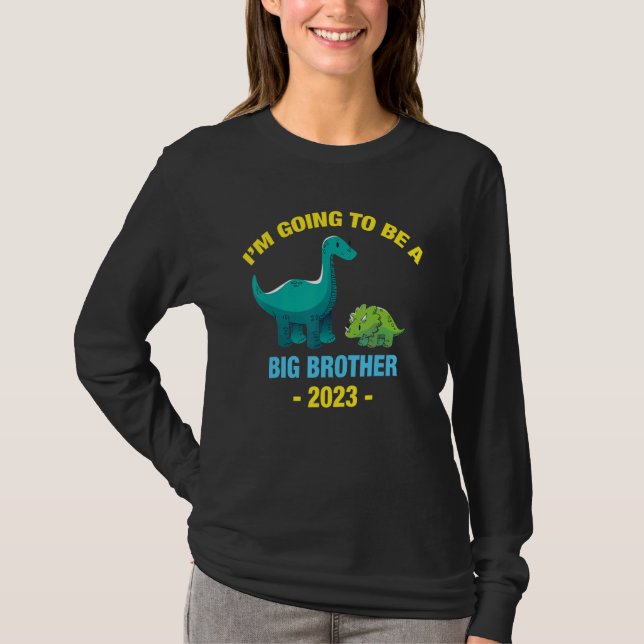 Camiseta Brontosaurus Dinosaur I'm Going To Be A Big Brothe (Anverso)