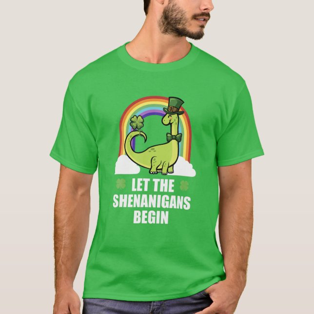 Camiseta Brontosaurus Dinosaur Shenanigans Funny St Patrick (Anverso)