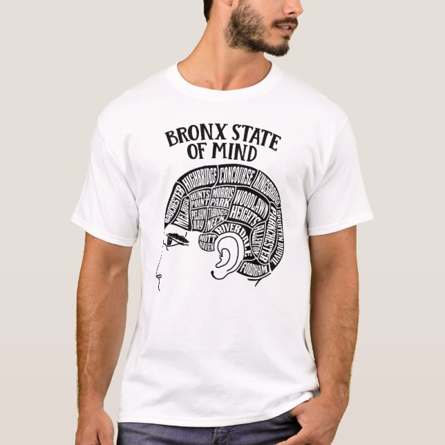 Camiseta Bronx New York City Brain Head Design (Anverso)