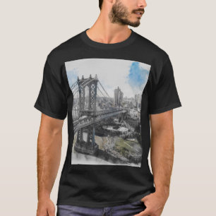 Camiseta Brooklyn Bridge NYC Cityscape Tee - Vintage Urban