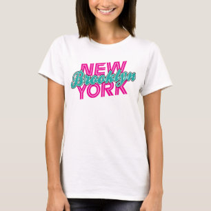 Camiseta Brooklyn Nueva York - rosa y trullo