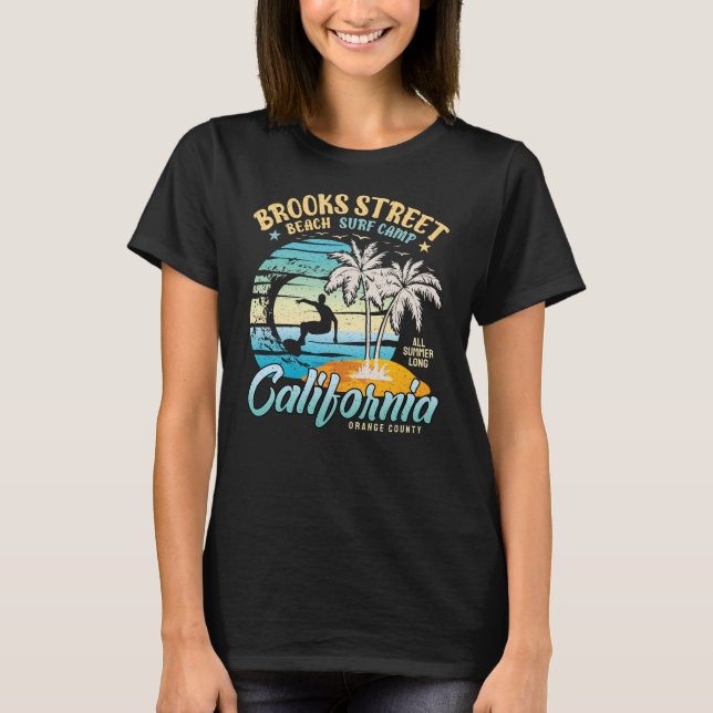 Camiseta Brooks Street Beach Surfing Camp Surfing Californi (Anverso)