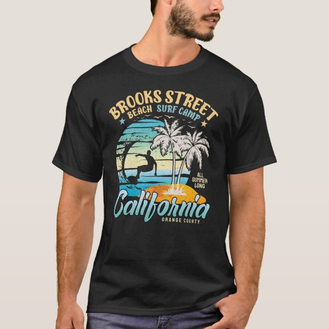Camiseta Brooks Street Beach Surfing Camp Surfing Californi (Anverso)