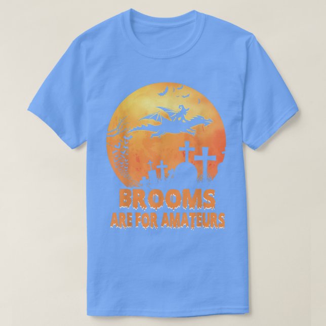 Camiseta Brooms Are For Amateurs Shirt Witch Riding Dragon  (Diseño del anverso)