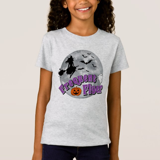 Camiseta Broomstick de travesía frecuente de Halloween para (Anverso)